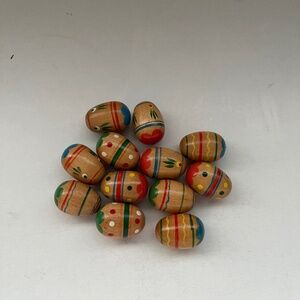 SET OF 12 PAINTED WOODEN EGGS